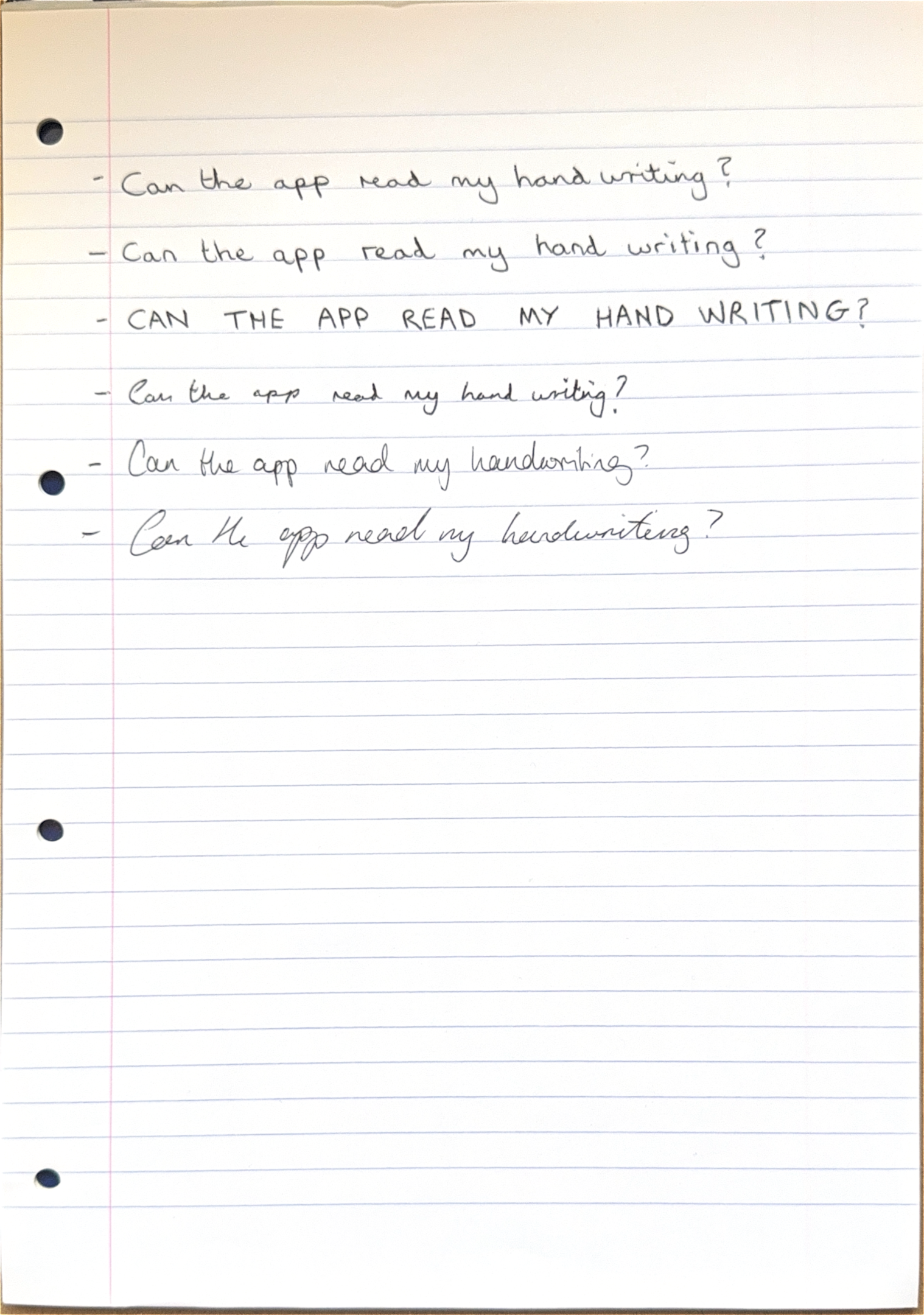 Handwritten note scan with surprisingly strong OCR accuracy