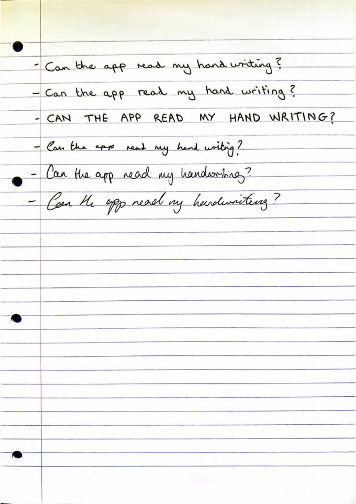 Handwritten note scan with readable text, though some AI corrections misapplied
