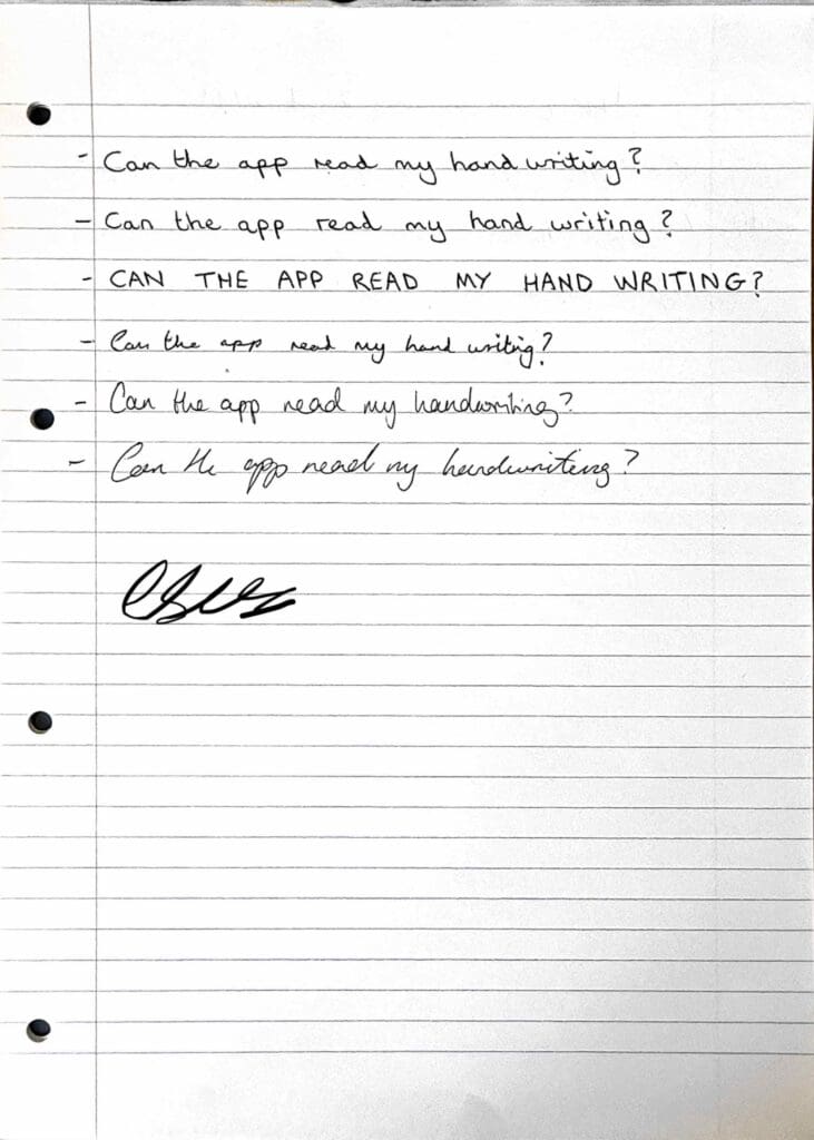 Handwritten note scan with most words accurately captured and readable