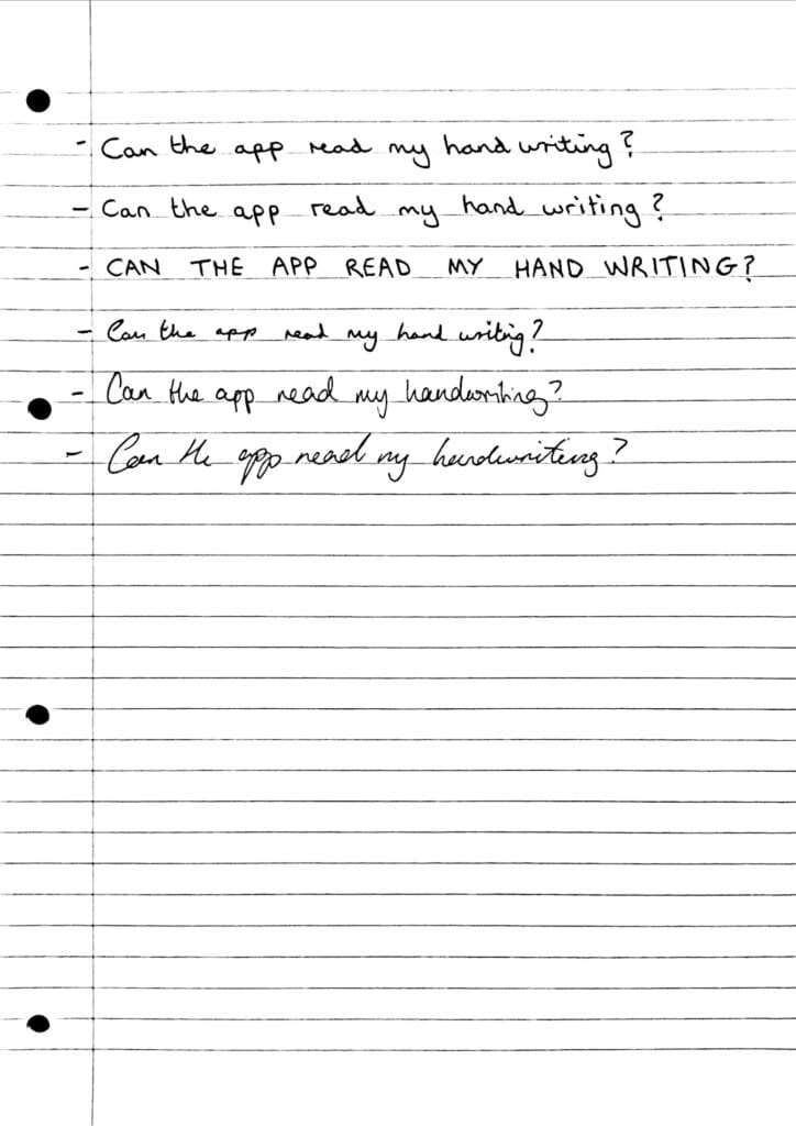 Handwritten note scan with mixed OCR results, some words misread